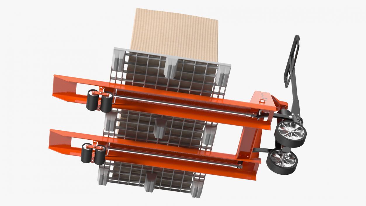 3D Lion Premium Hand Pallet Truck with Boxes Rigged model