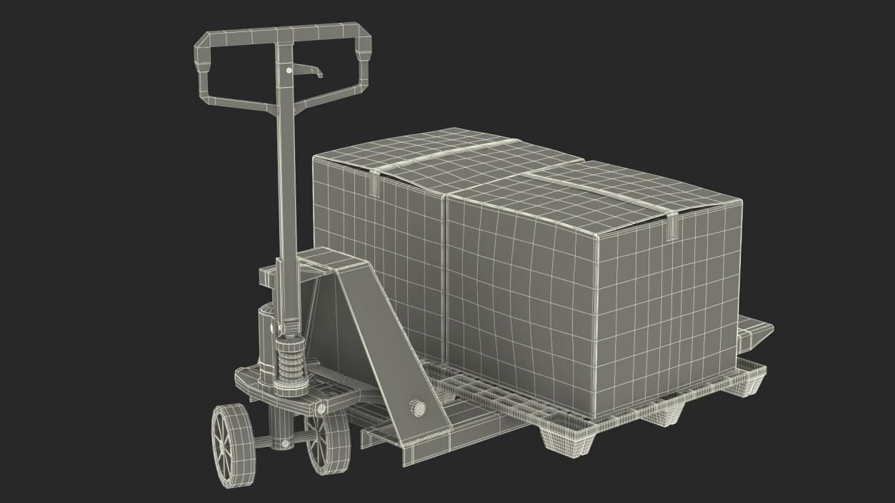 3D Lion Premium Hand Pallet Truck with Boxes Rigged model