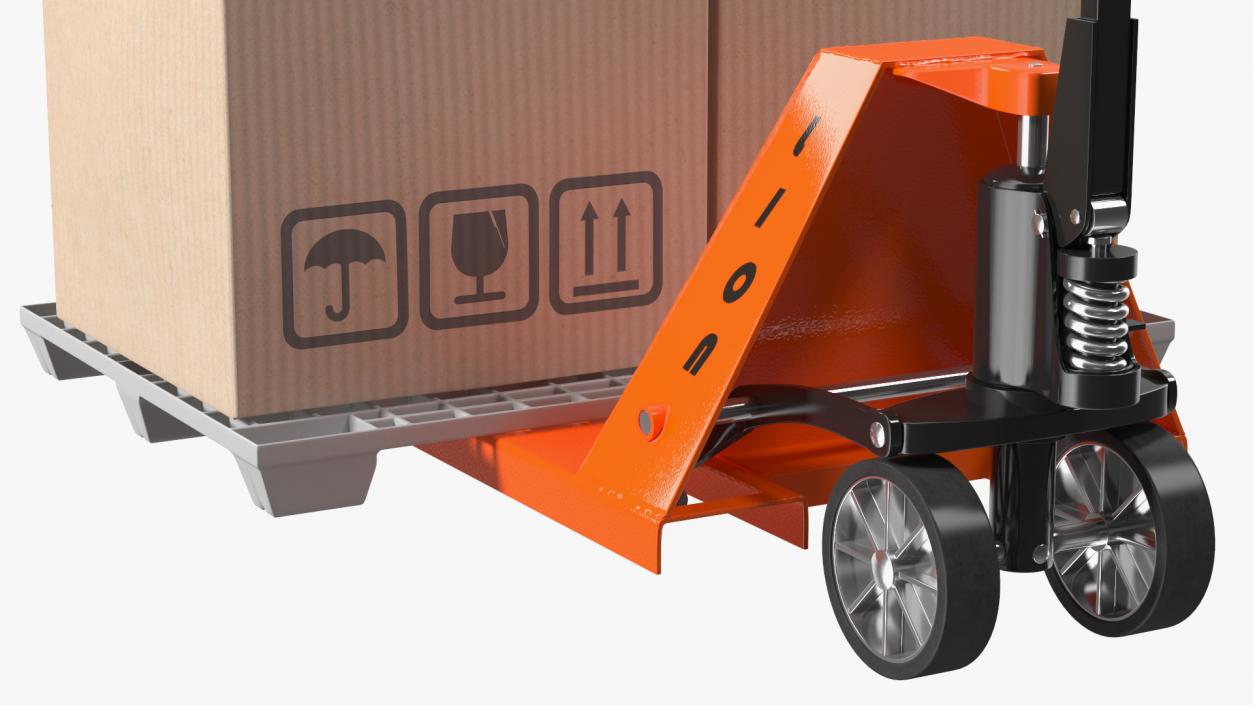 3D Lion Premium Hand Pallet Truck with Boxes Rigged model