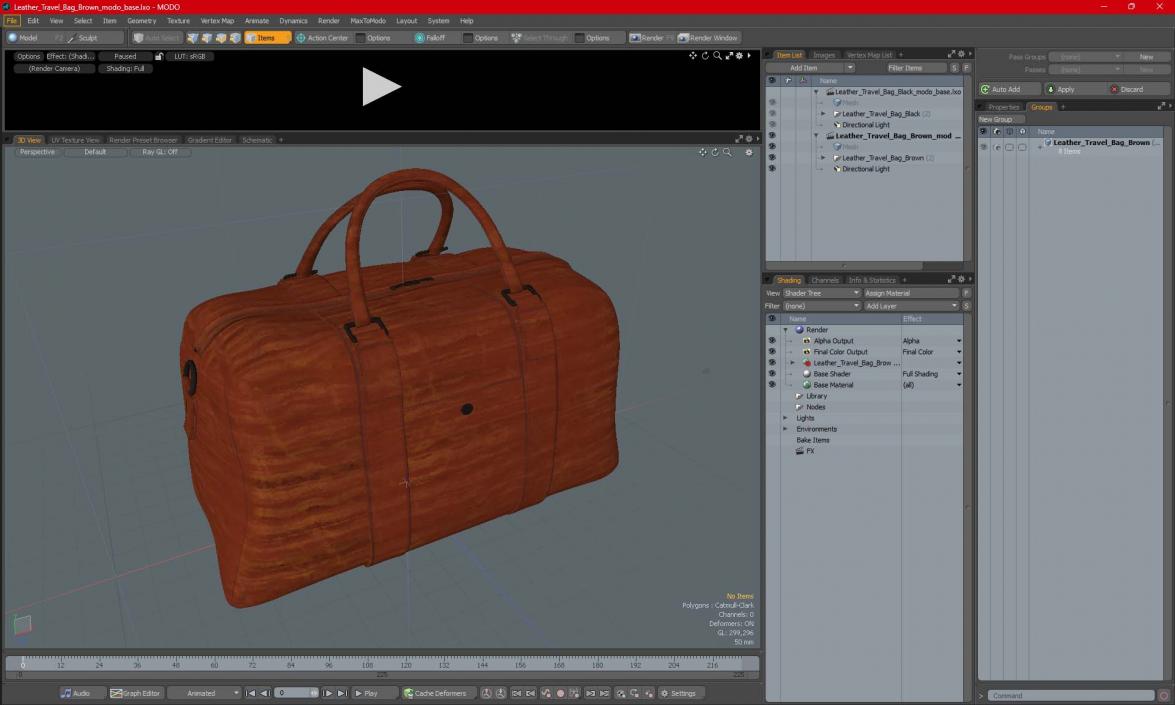 Leather Travel Bag Brown 3D model