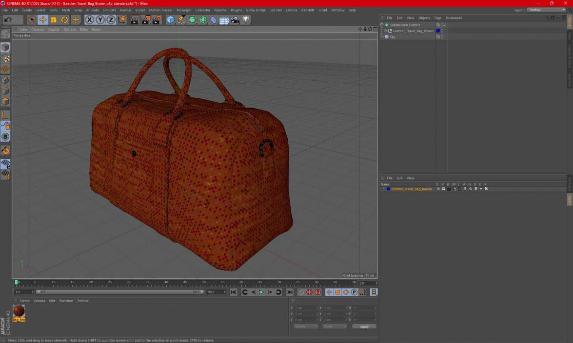 Leather Travel Bag Brown 3D model