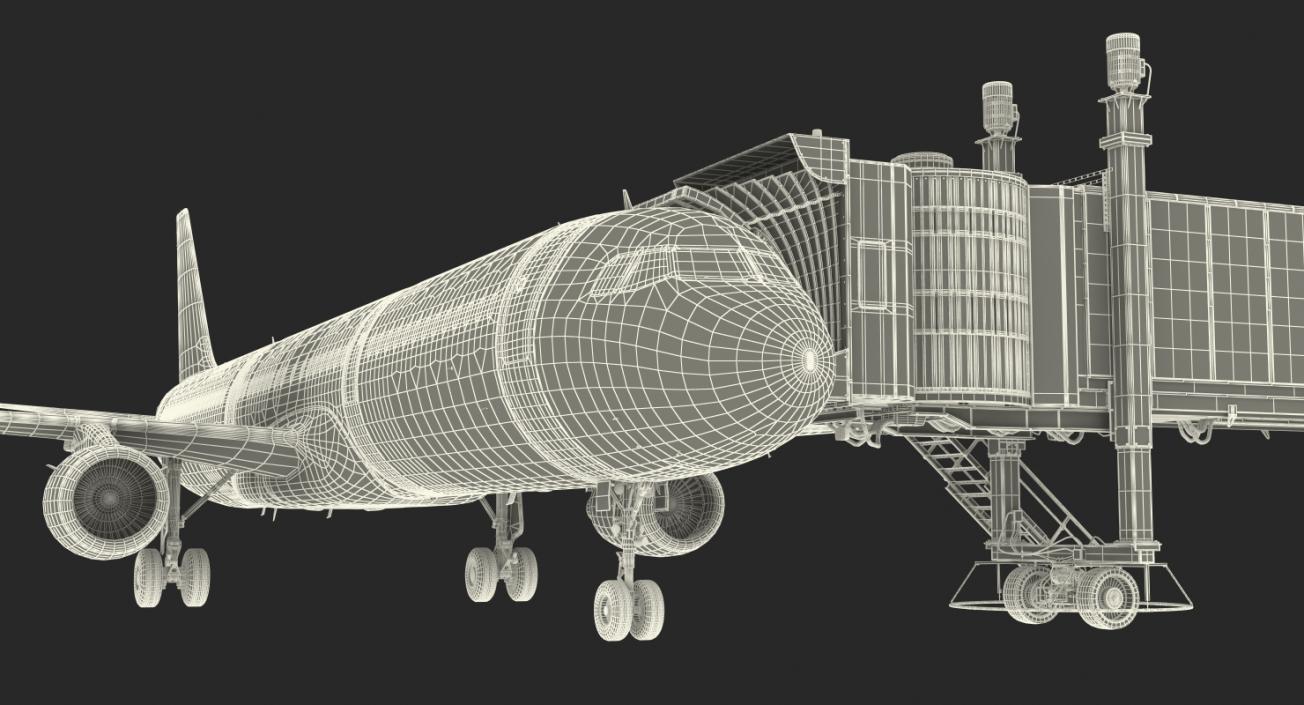 3D Passenger Boarding Bridge with Aircraft Rigged