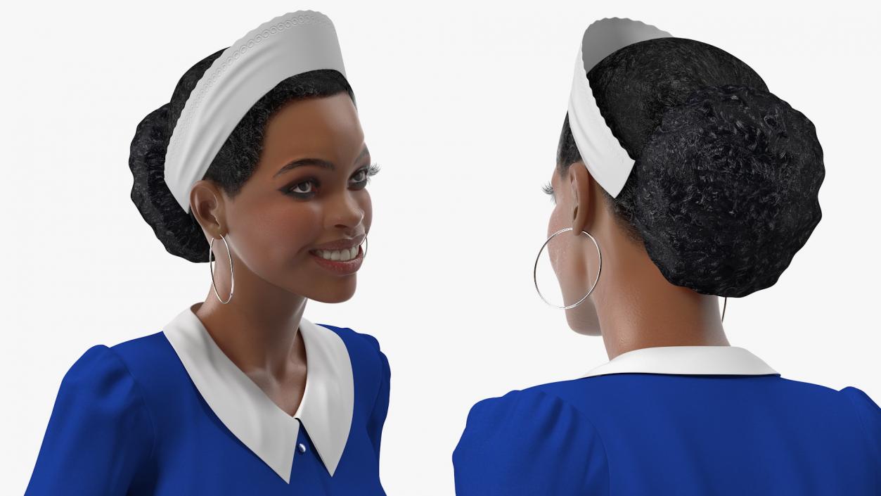 3D Light Skin Black Maid