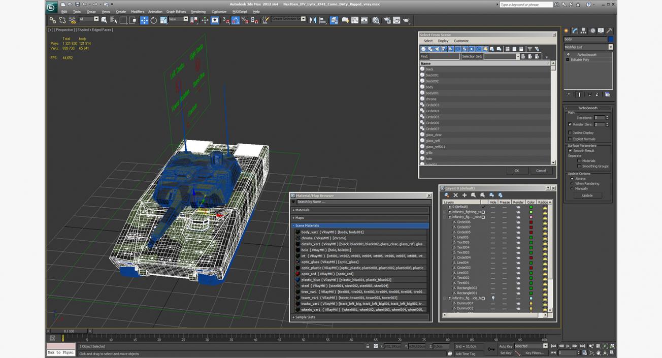 NextGen IFV Lynx KF41 Camo Dirty Rigged 3D model