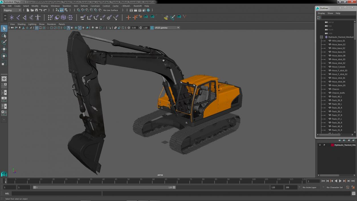 Hydraulic Tracked Medium Excavator 3D model