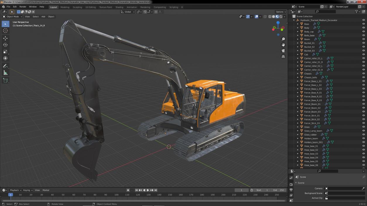 Hydraulic Tracked Medium Excavator 3D model