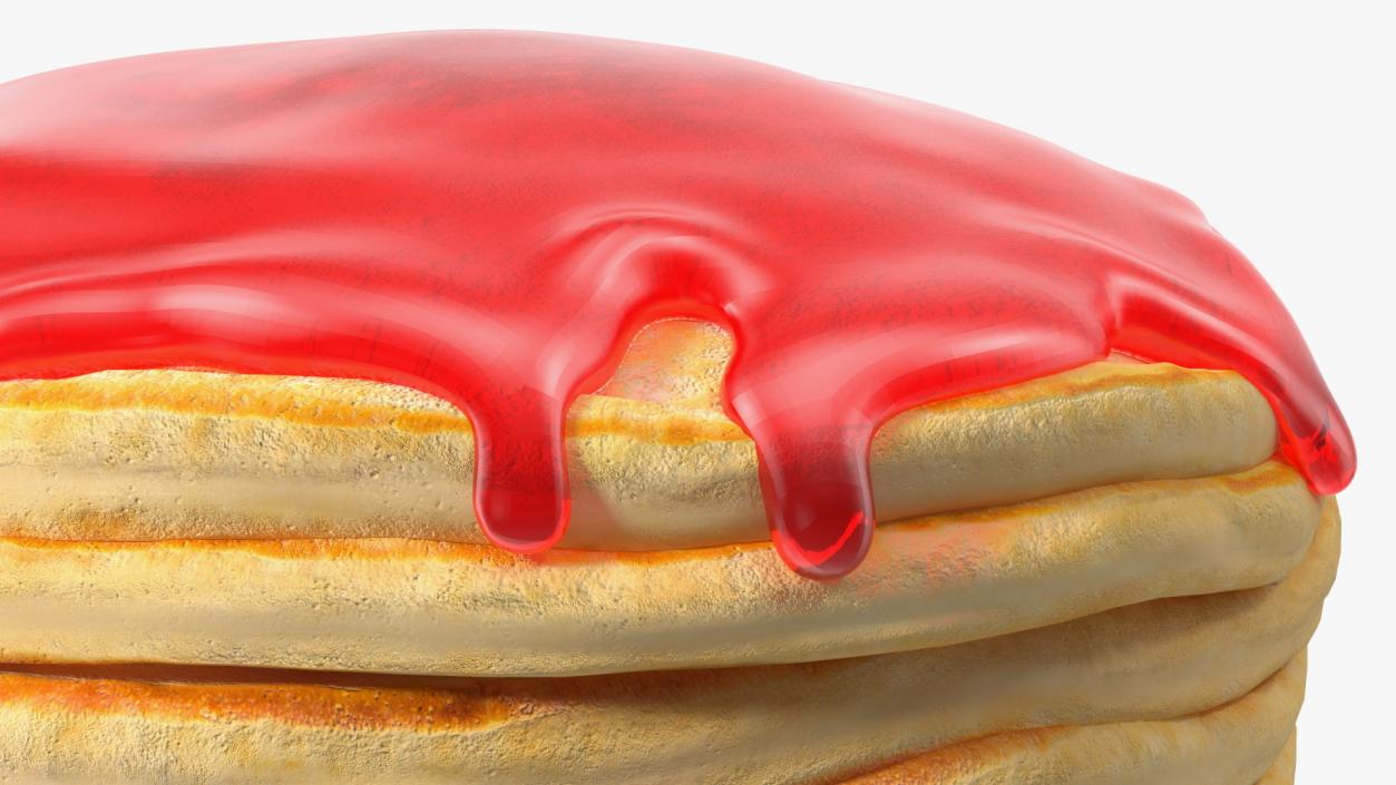 Pancakes Poured with Strawberry Syrup 3D