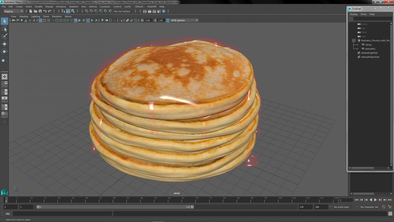 Pancakes Poured with Strawberry Syrup 3D