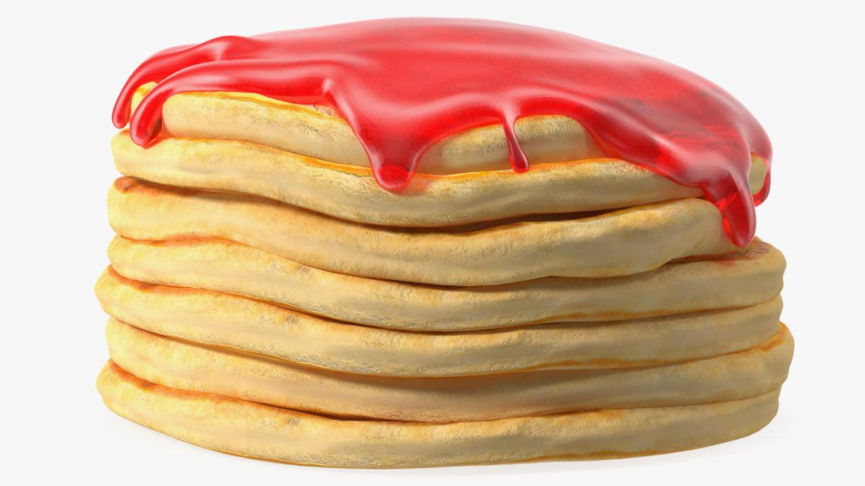 Pancakes Poured with Strawberry Syrup 3D