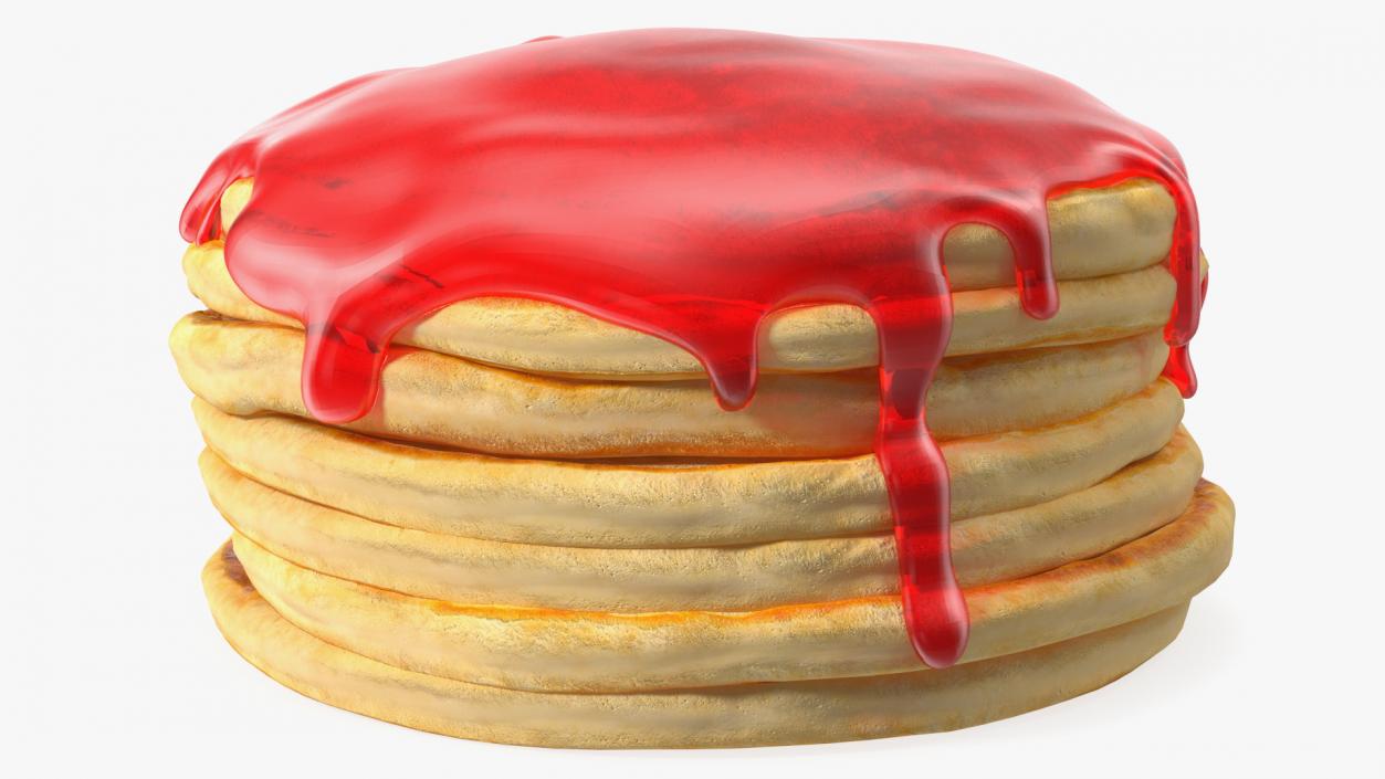 Pancakes Poured with Strawberry Syrup 3D