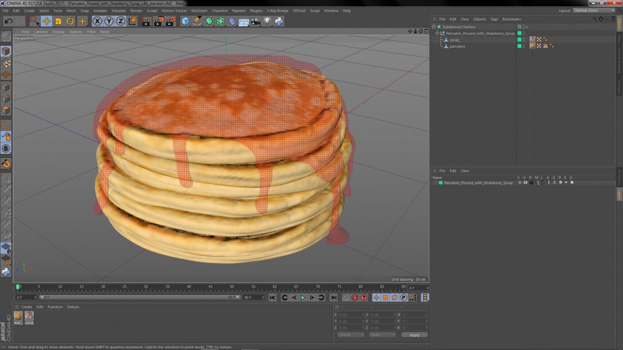 Pancakes Poured with Strawberry Syrup 3D