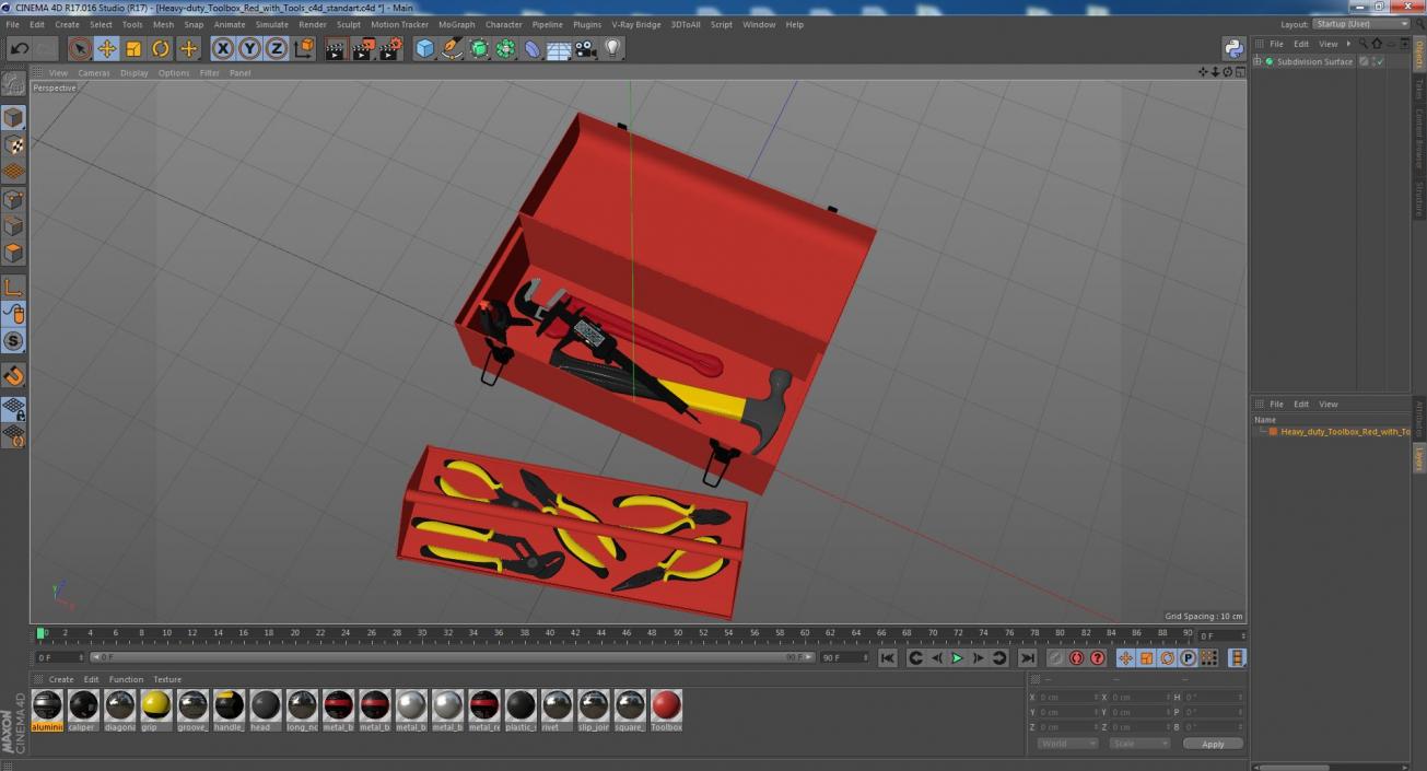 3D Heavy-duty Toolbox Red with Tools model