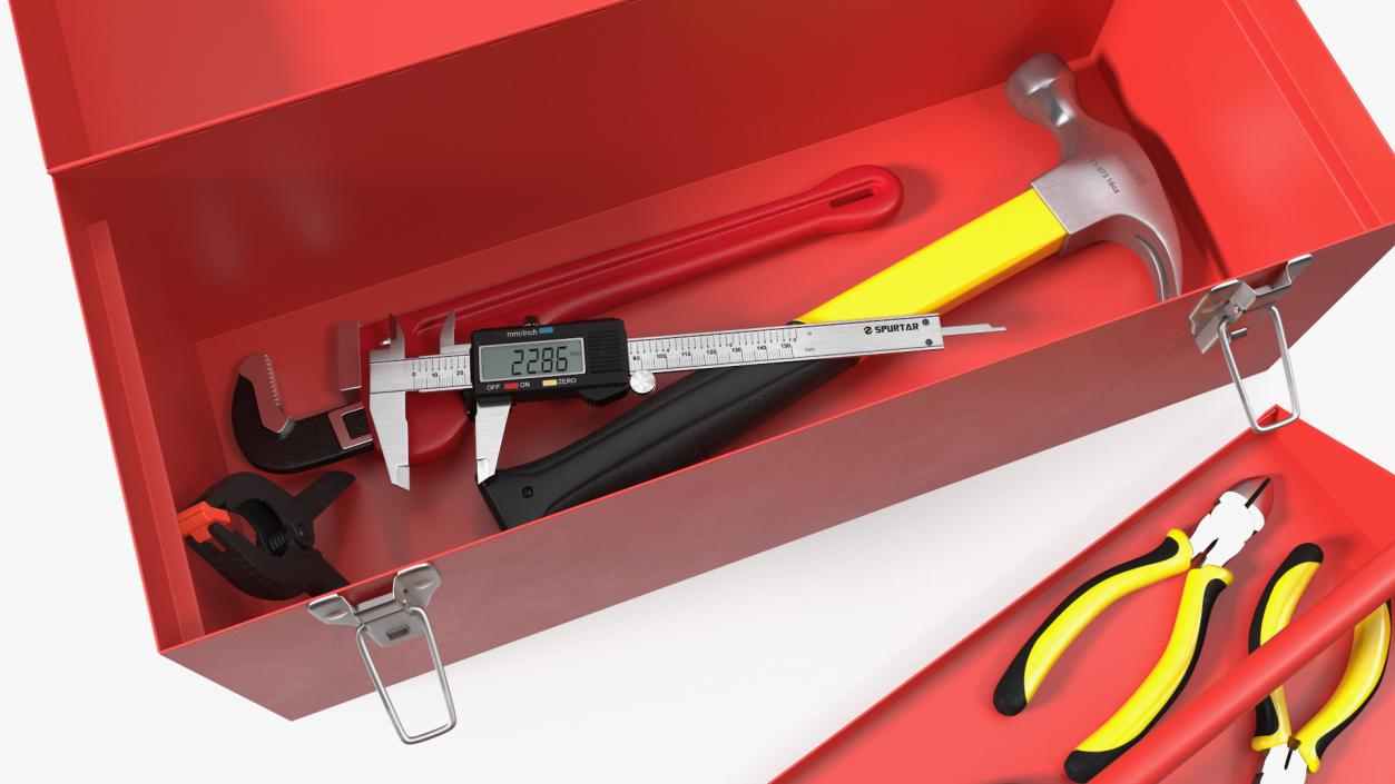 3D Heavy-duty Toolbox Red with Tools model