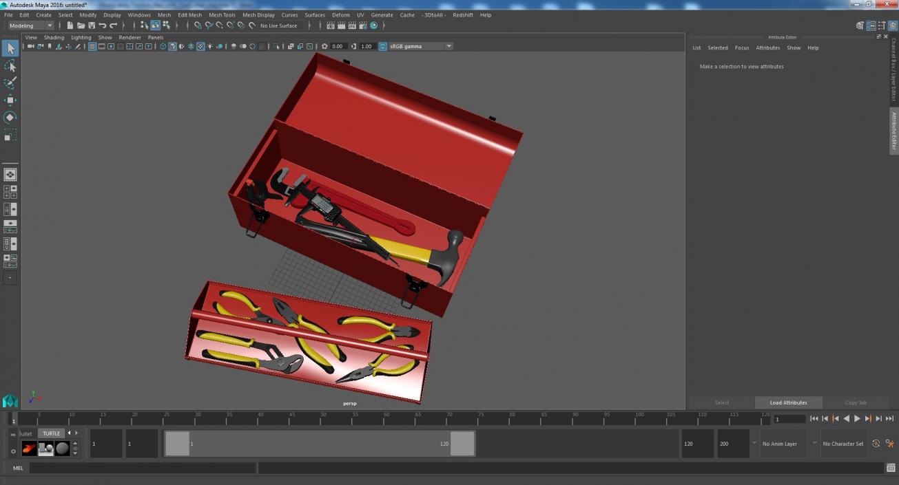 3D Heavy-duty Toolbox Red with Tools model