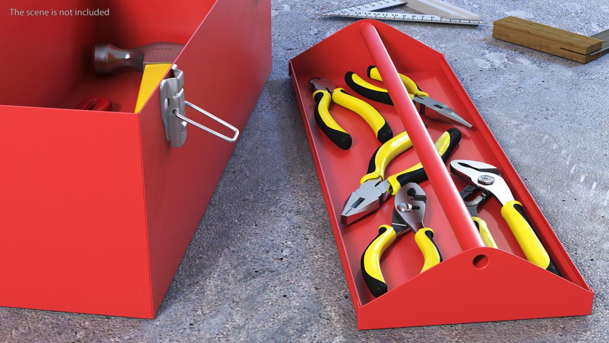 3D Heavy-duty Toolbox Red with Tools model