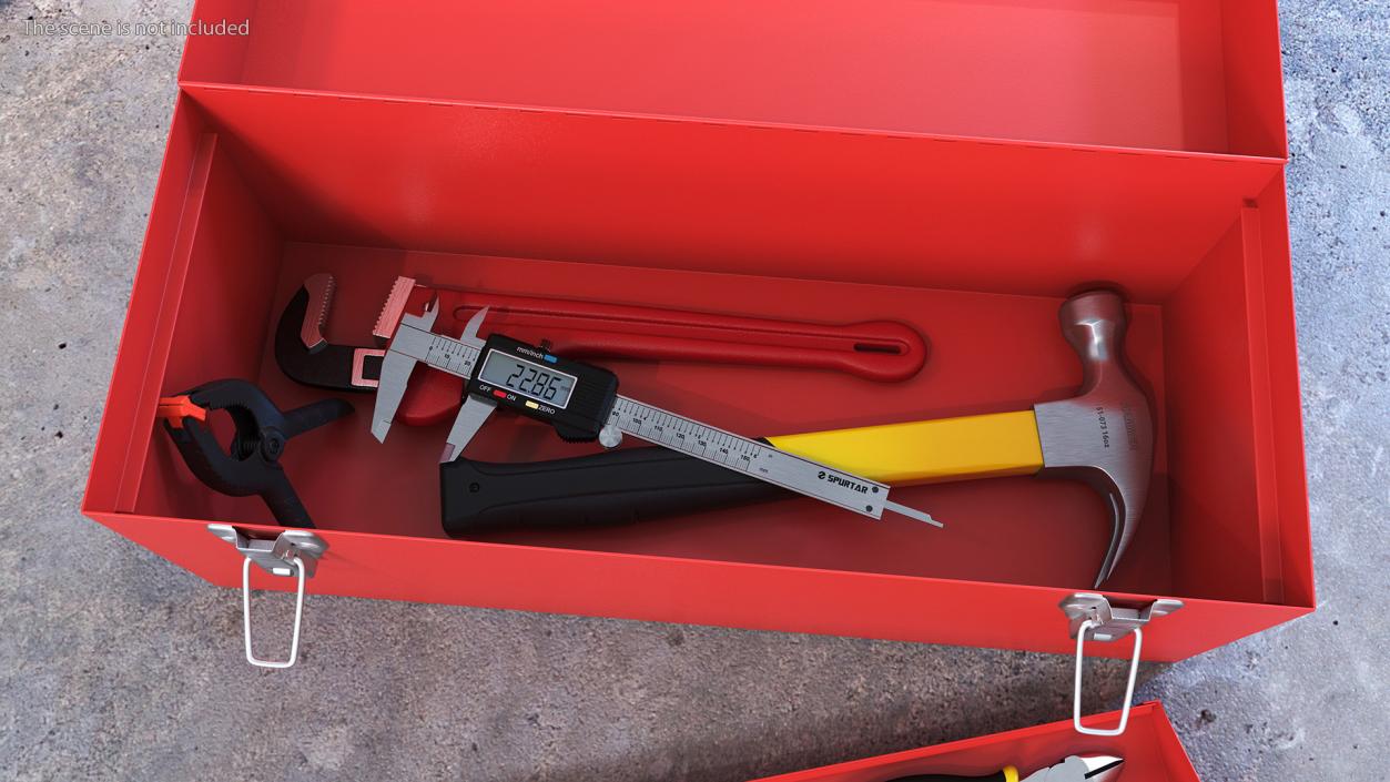 3D Heavy-duty Toolbox Red with Tools model