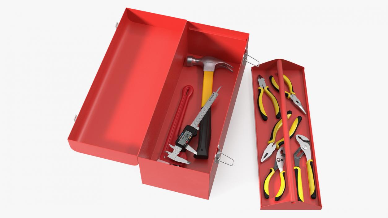 3D Heavy-duty Toolbox Red with Tools model