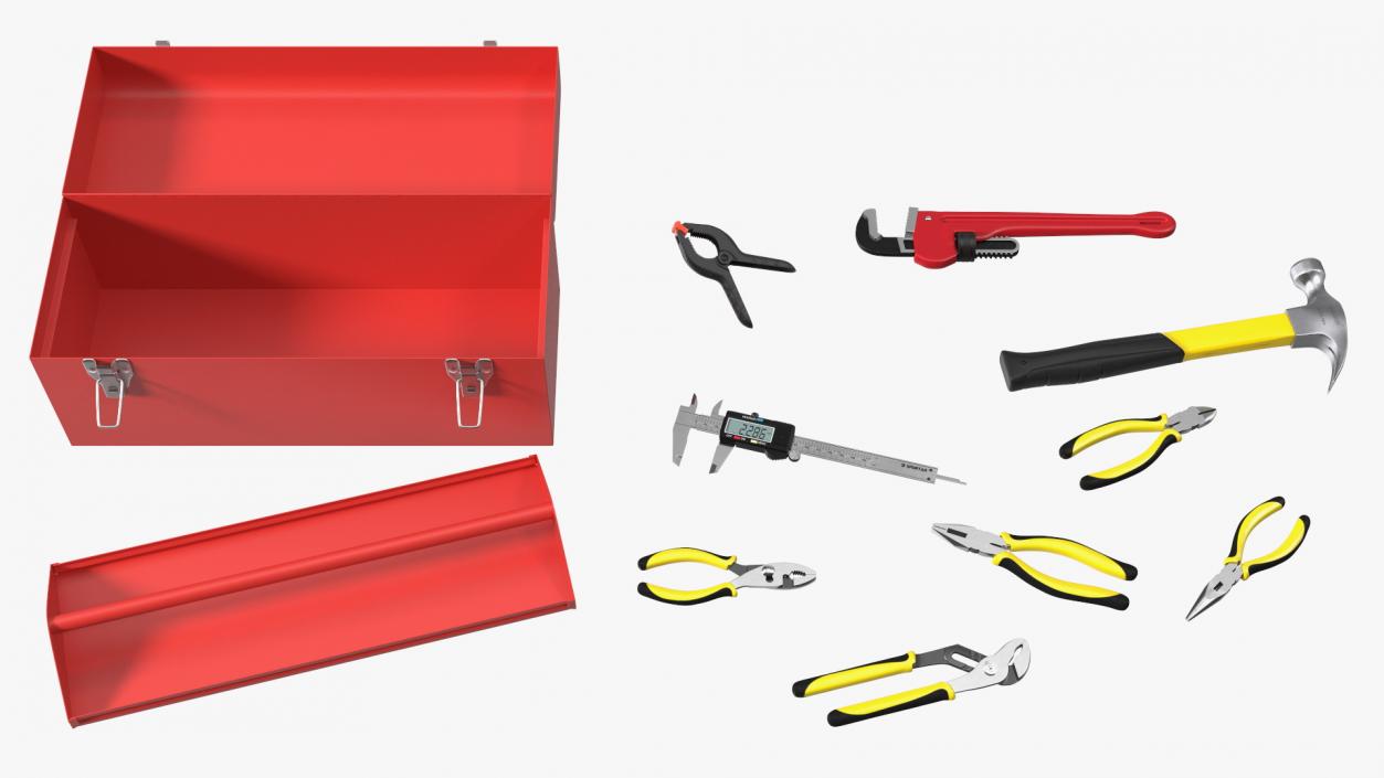 3D Heavy-duty Toolbox Red with Tools model