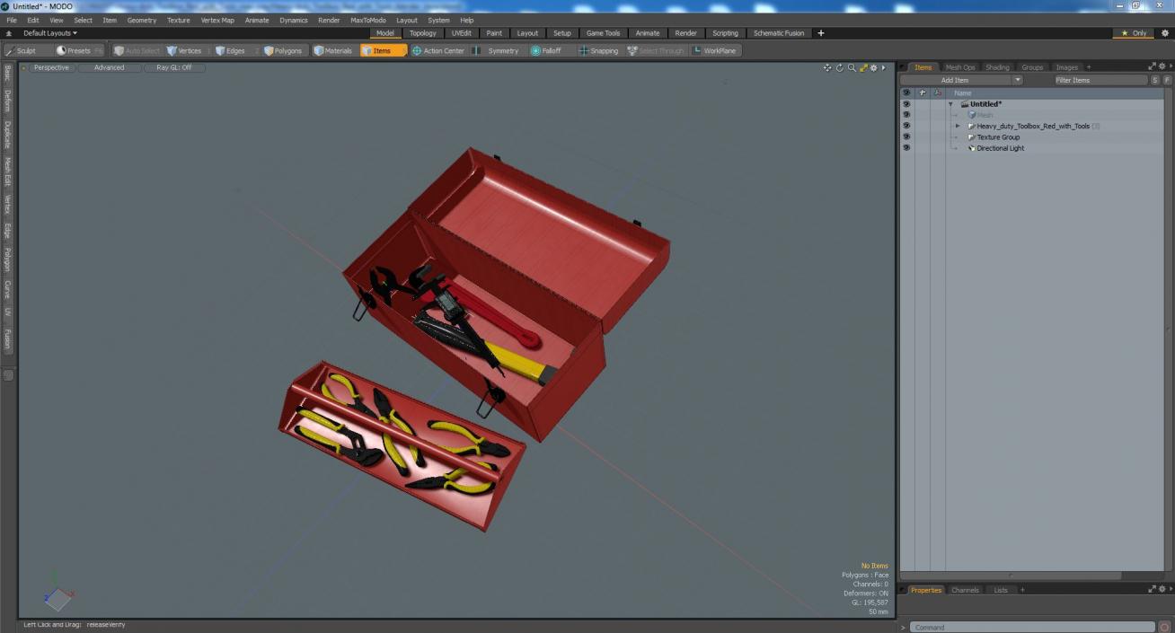 3D Heavy-duty Toolbox Red with Tools model