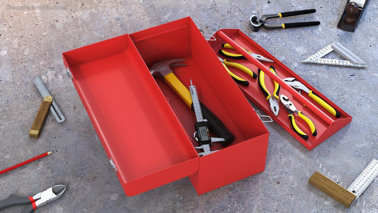 3D Heavy-duty Toolbox Red with Tools model