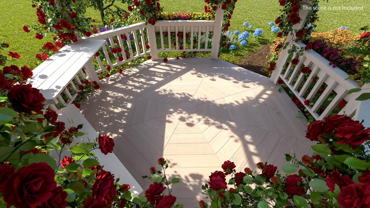 3D Gazebo Covered with Red Rose model