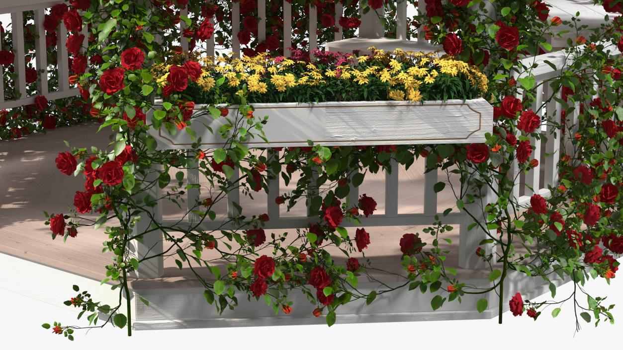 3D Gazebo Covered with Red Rose model