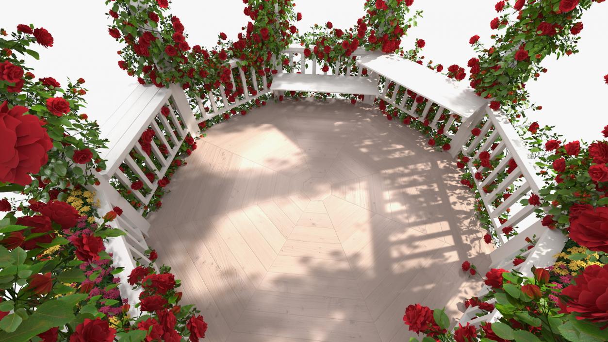 3D Gazebo Covered with Red Rose model