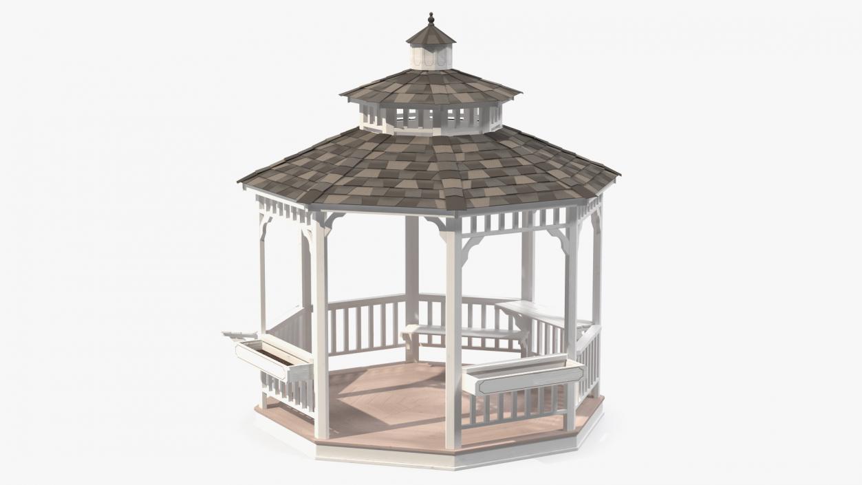 3D Gazebo Covered with Red Rose model