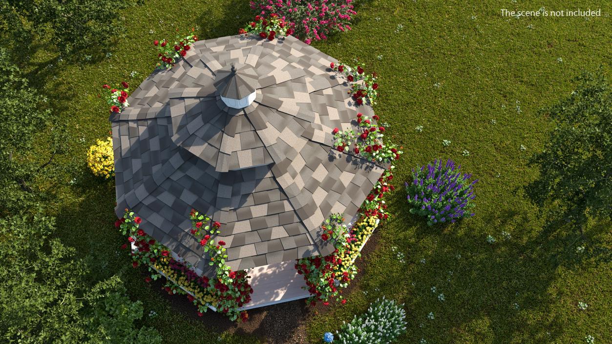 3D Gazebo Covered with Red Rose model