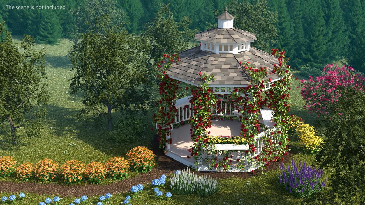 3D Gazebo Covered with Red Rose model