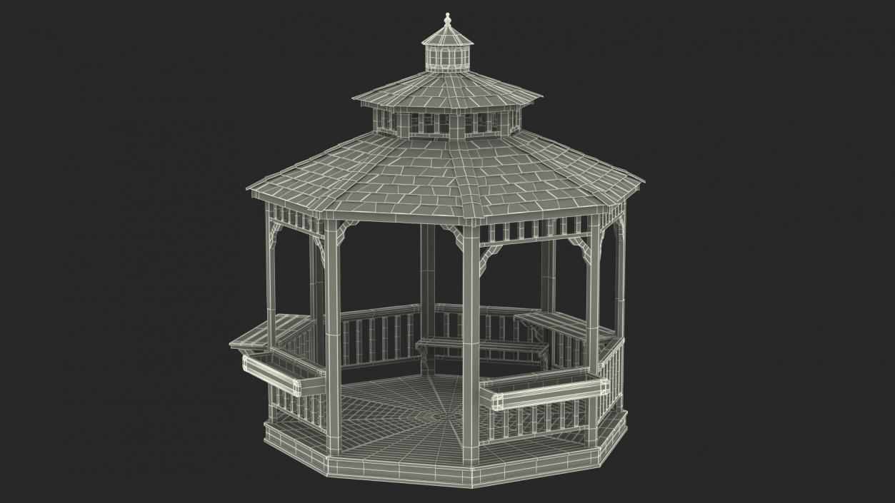 3D Gazebo Covered with Red Rose model