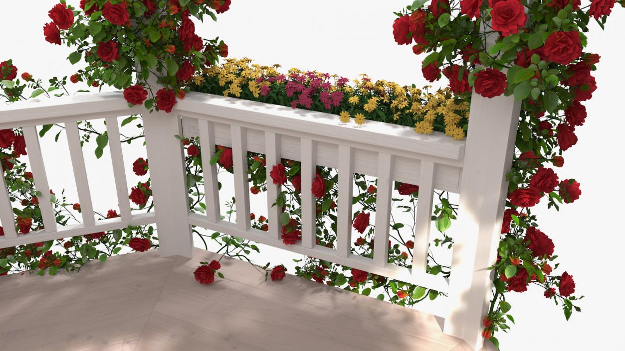 3D Gazebo Covered with Red Rose model