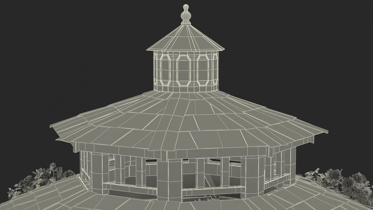 3D Gazebo Covered with Red Rose model