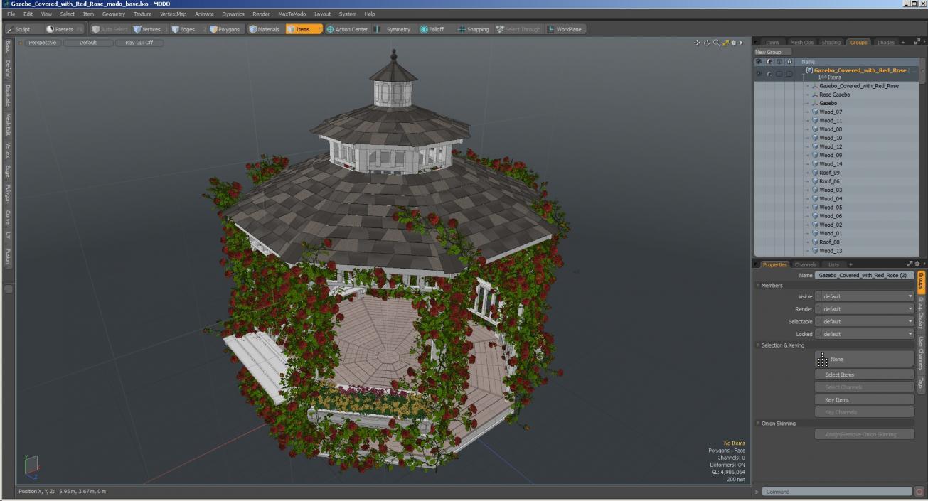 3D Gazebo Covered with Red Rose model