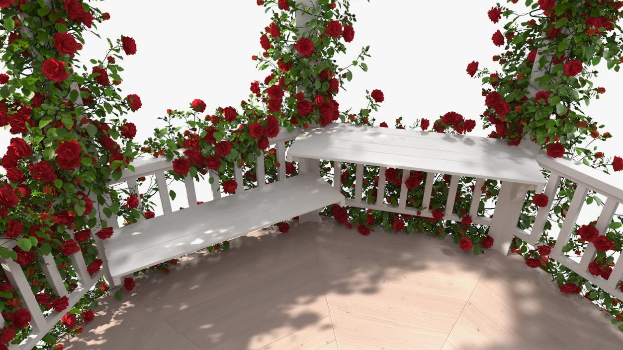 3D Gazebo Covered with Red Rose model