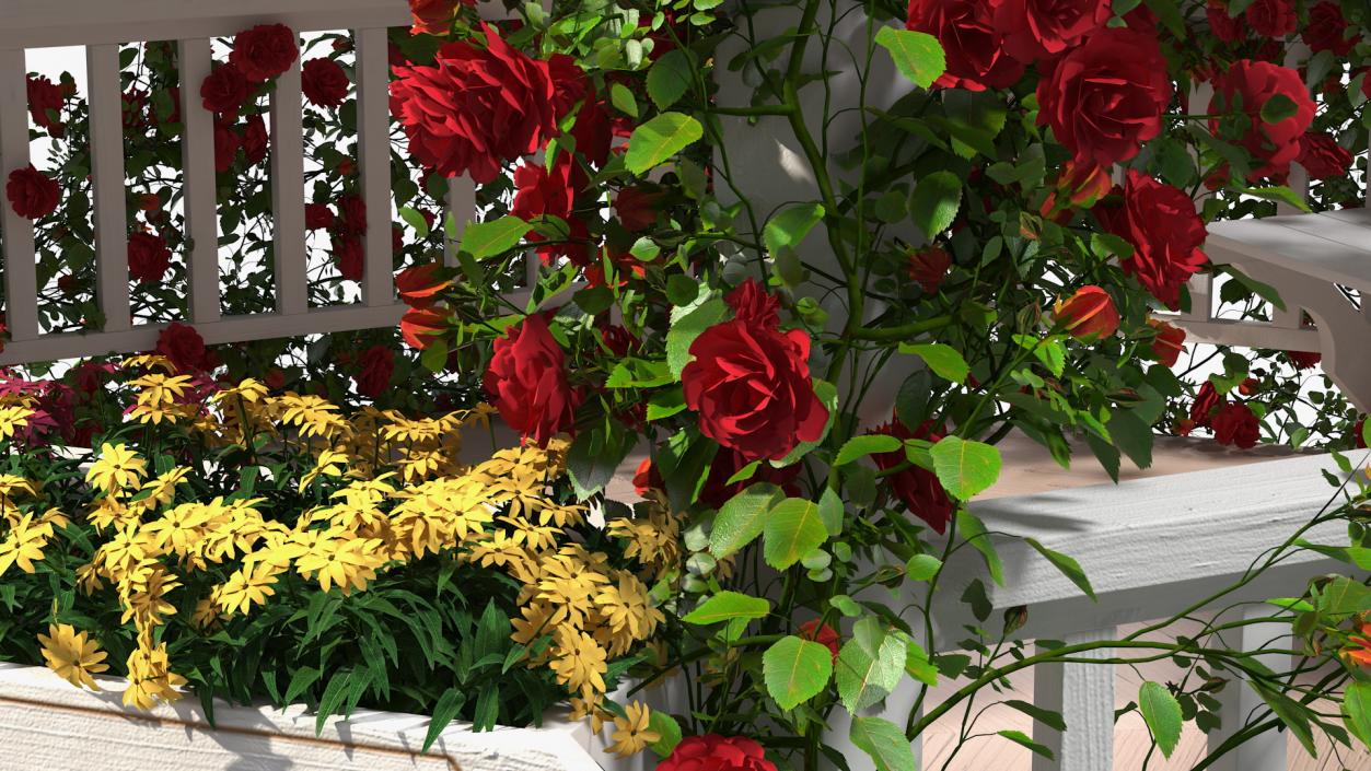 3D Gazebo Covered with Red Rose model