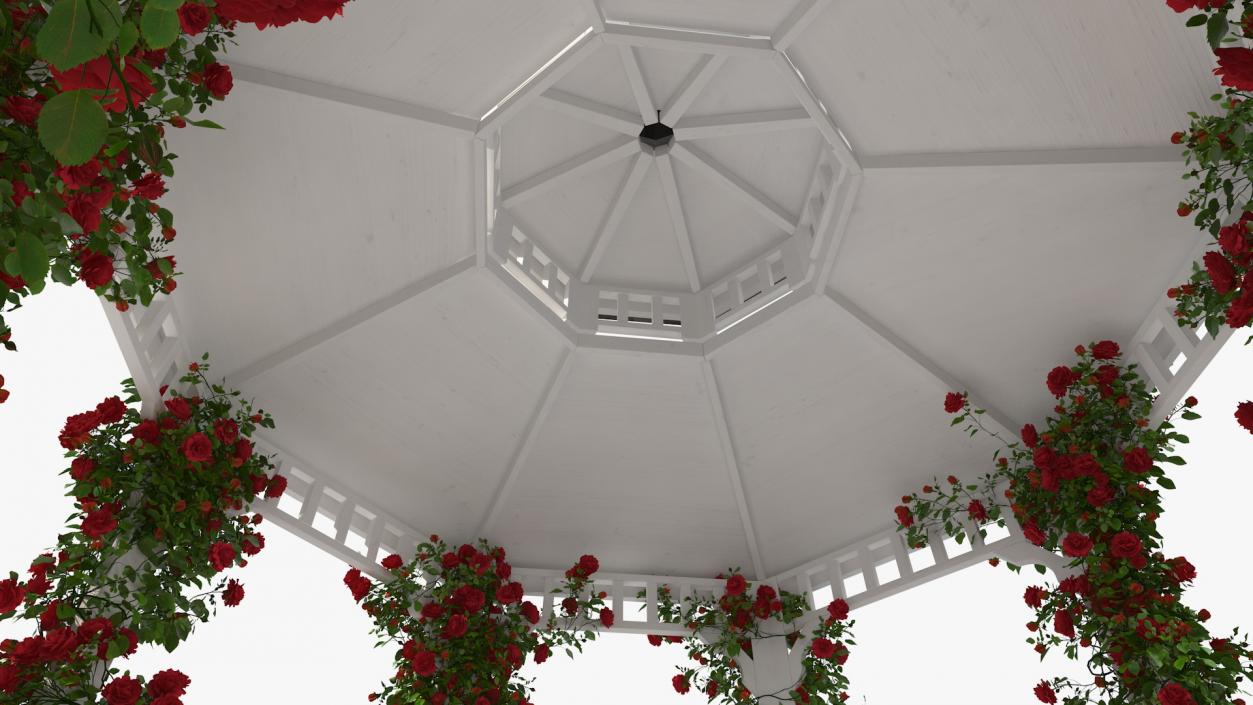 3D Gazebo Covered with Red Rose model