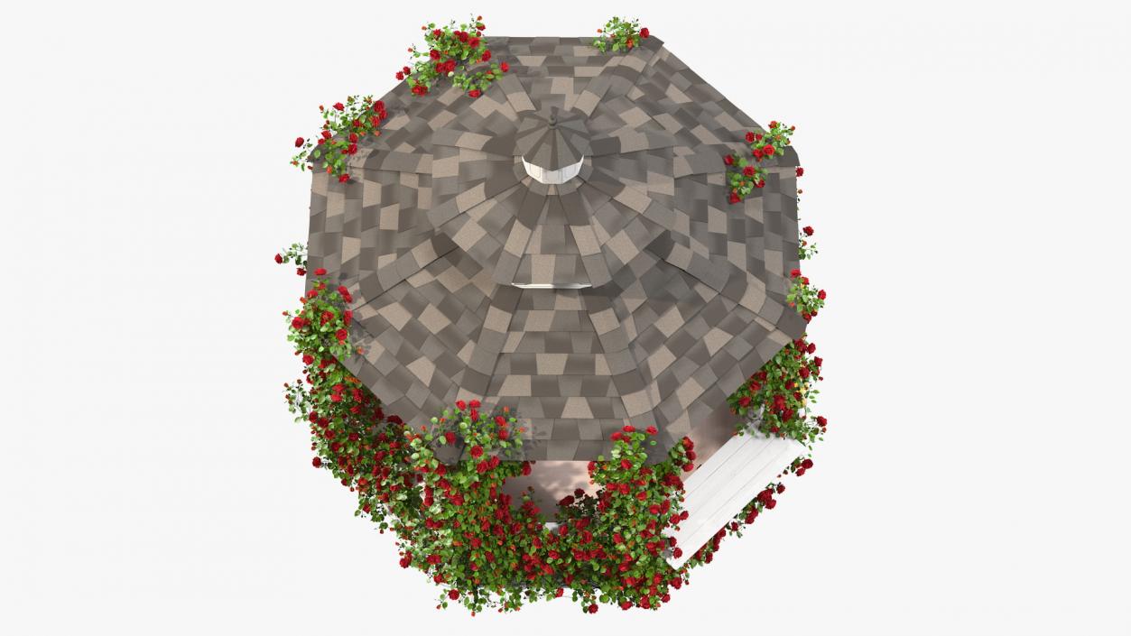 3D Gazebo Covered with Red Rose model