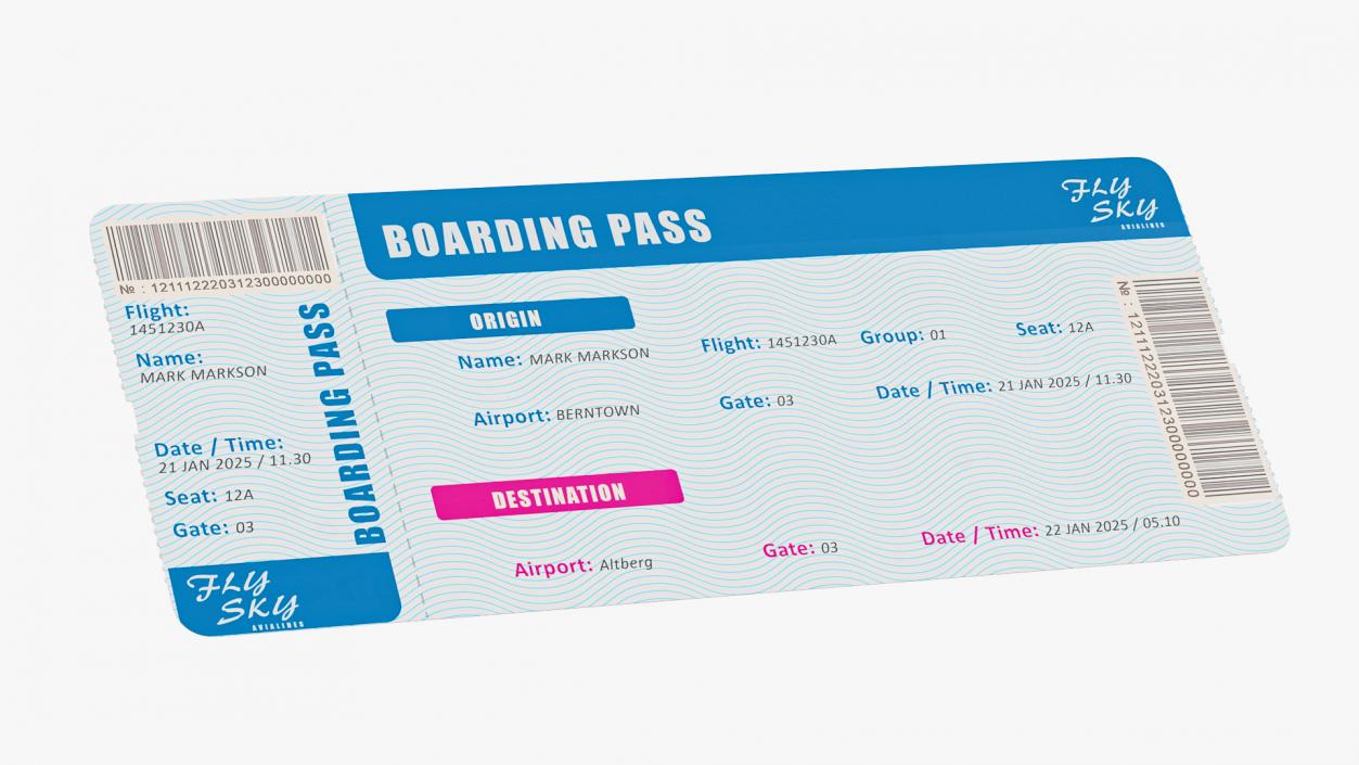 3D Fly Sky Boarding Pass