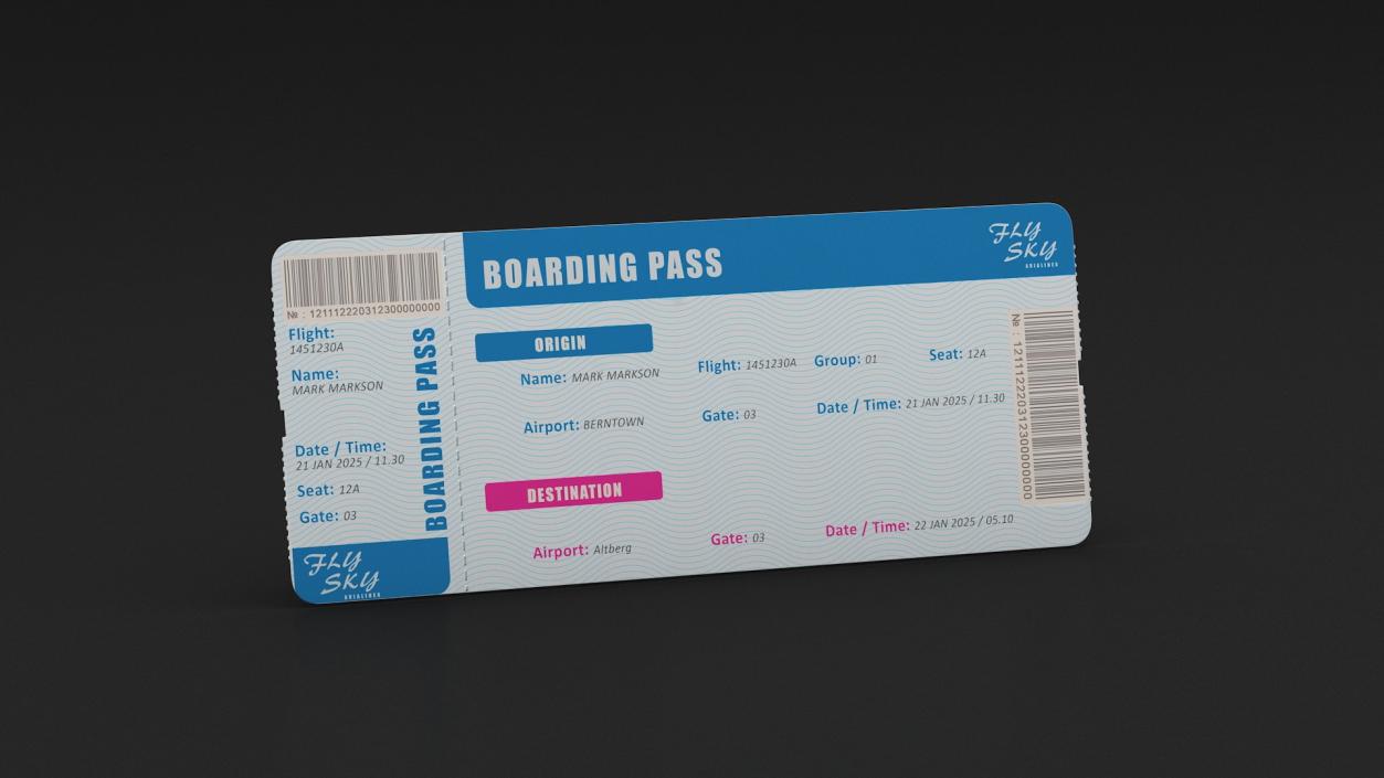 3D Fly Sky Boarding Pass