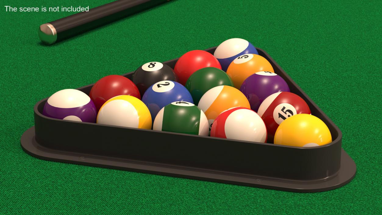 3D model Billiard Balls Set in Triangle Rack