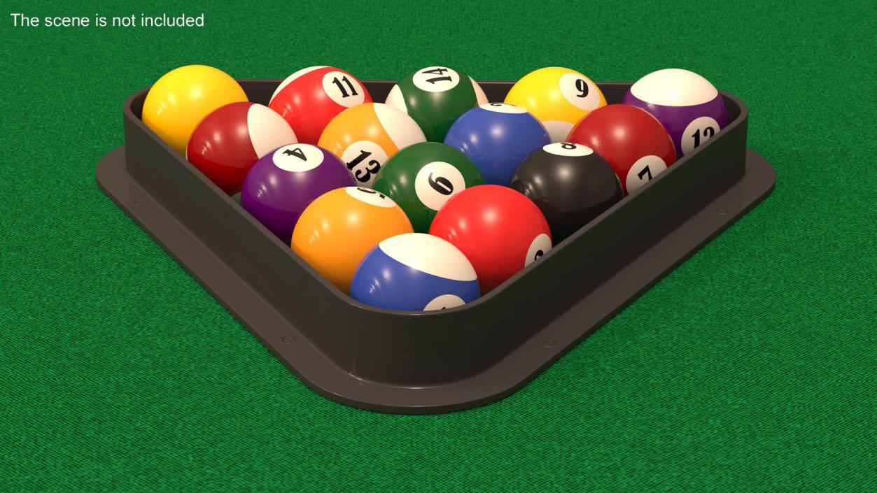 3D model Billiard Balls Set in Triangle Rack