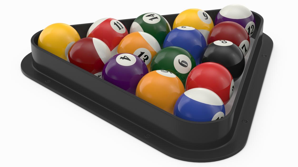 3D model Billiard Balls Set in Triangle Rack