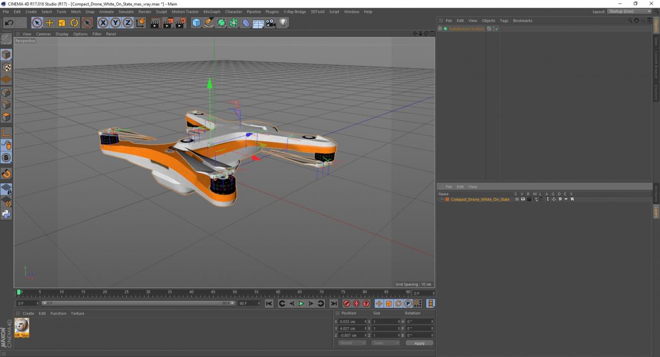 3D model Compact Drone White On State 2