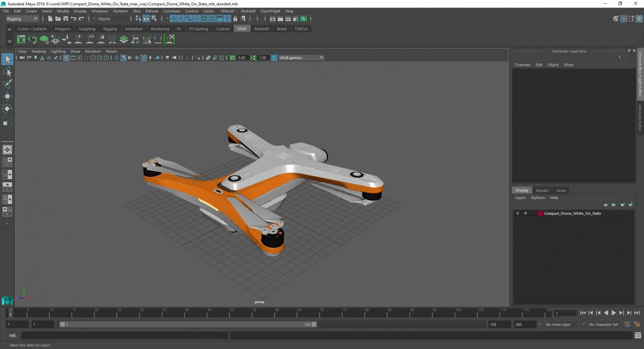 3D model Compact Drone White On State 2