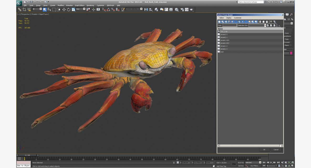 3D Red Rock Crab model