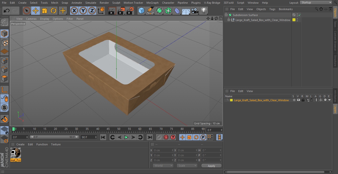 Large Kraft Salad Box with Clear Window 3D model