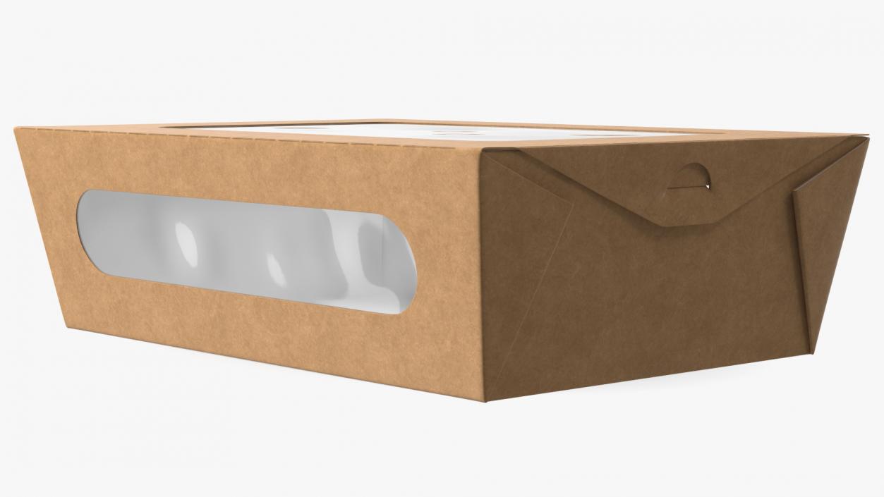 Large Kraft Salad Box with Clear Window 3D model