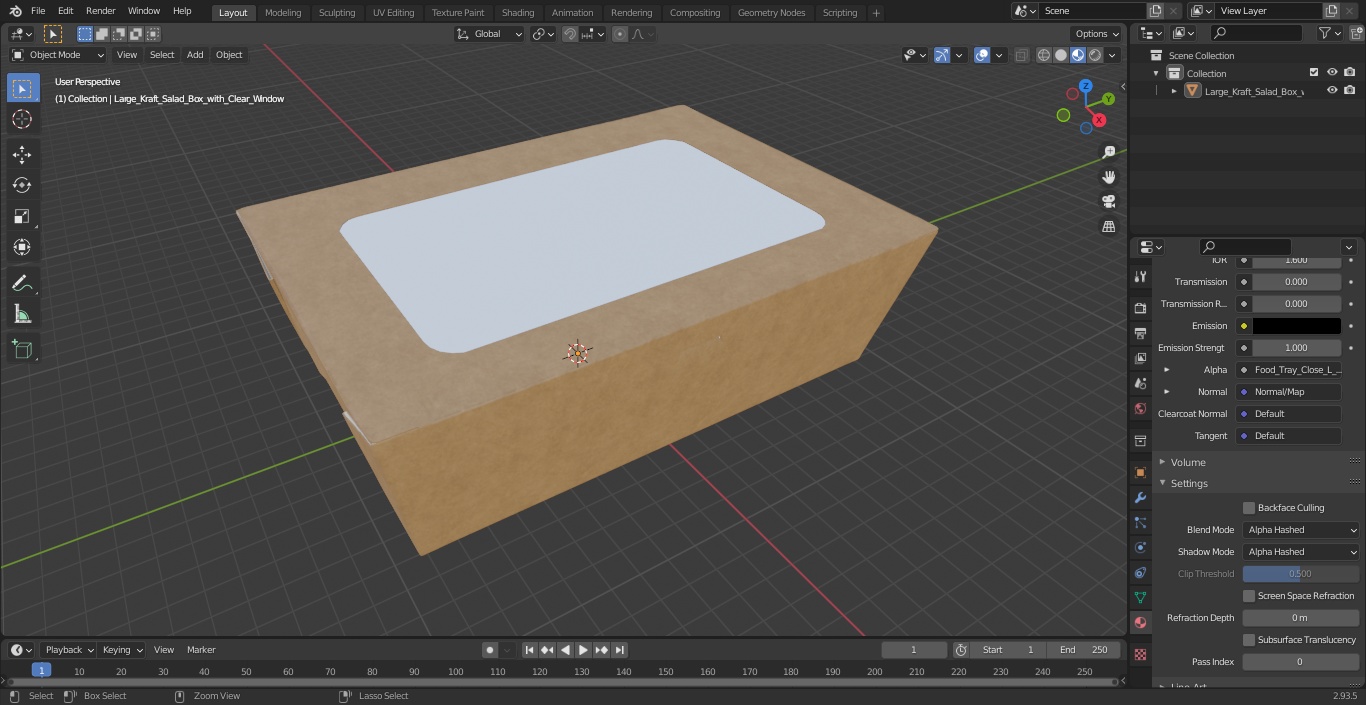 Large Kraft Salad Box with Clear Window 3D model