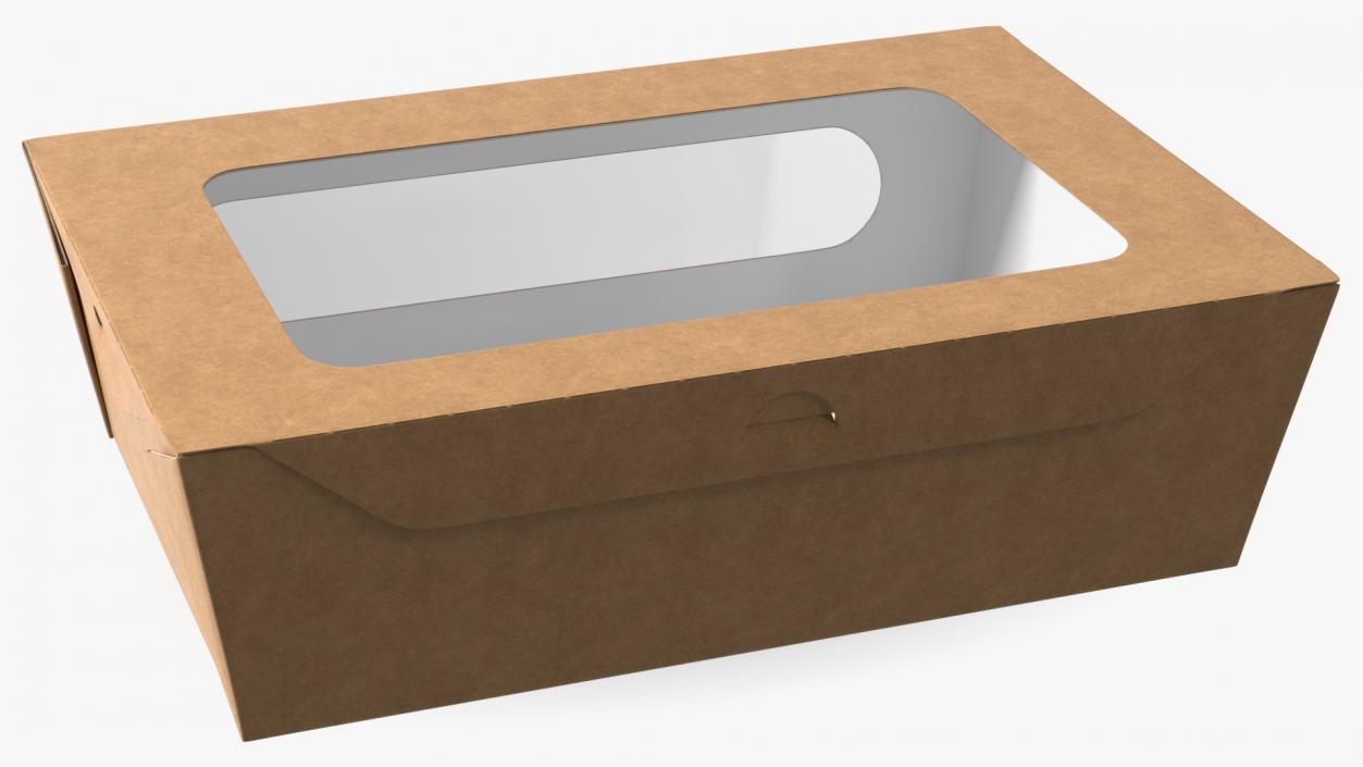 Large Kraft Salad Box with Clear Window 3D model